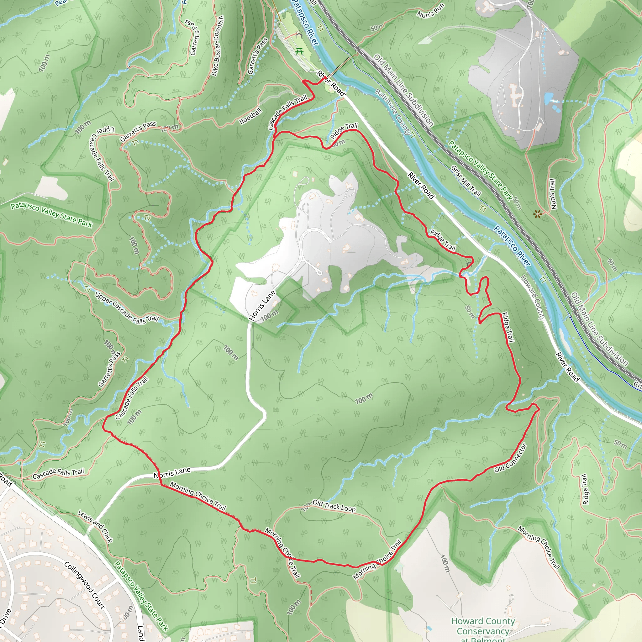 Cascade Falls - Morning Choice - Ridge Loop Trail mobile static map