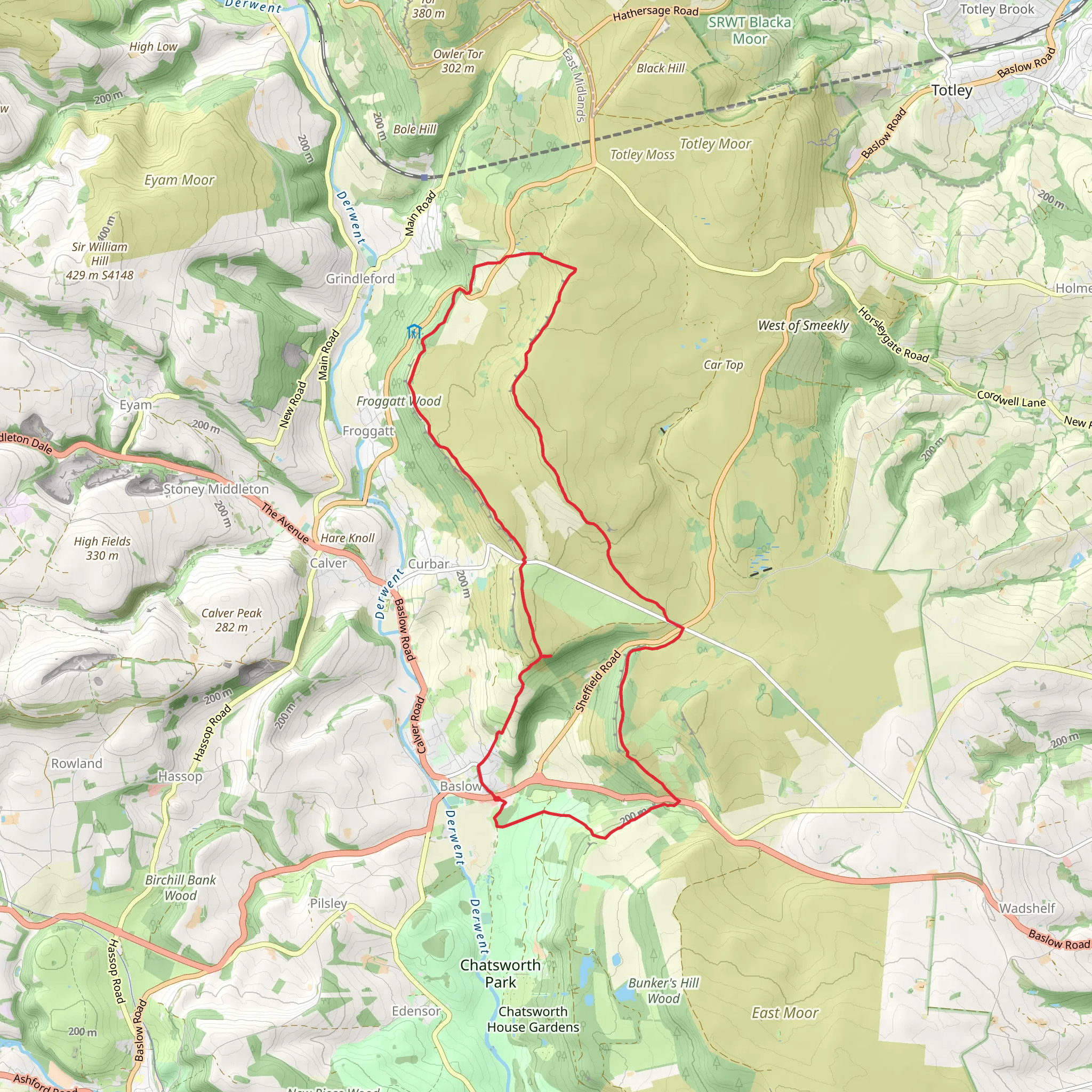 Curber Edge and Froggatt Edge Loop mobile static map