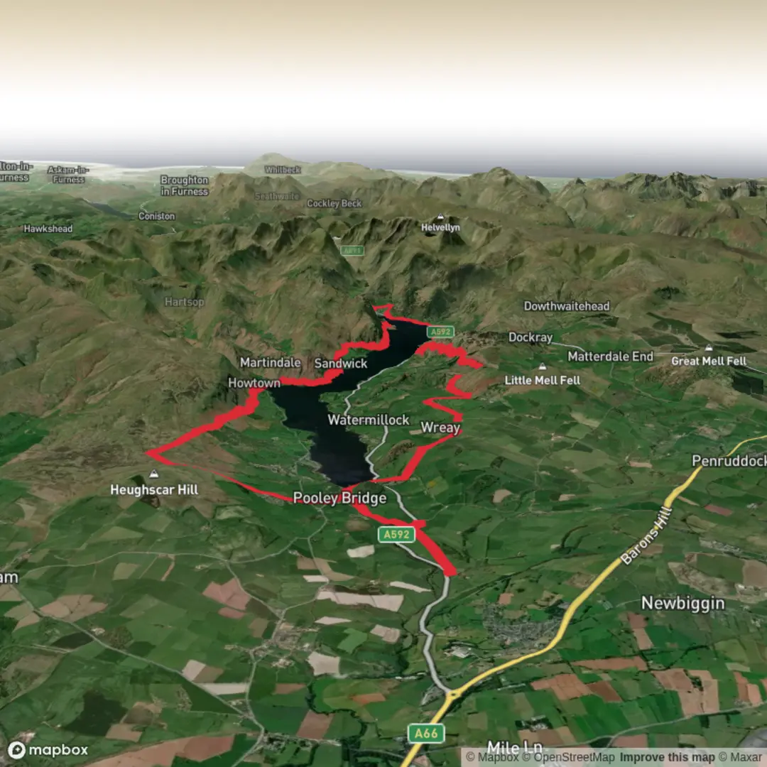 An image depicting the trail Ullswater way - Mighty hikes and its surrounding area.