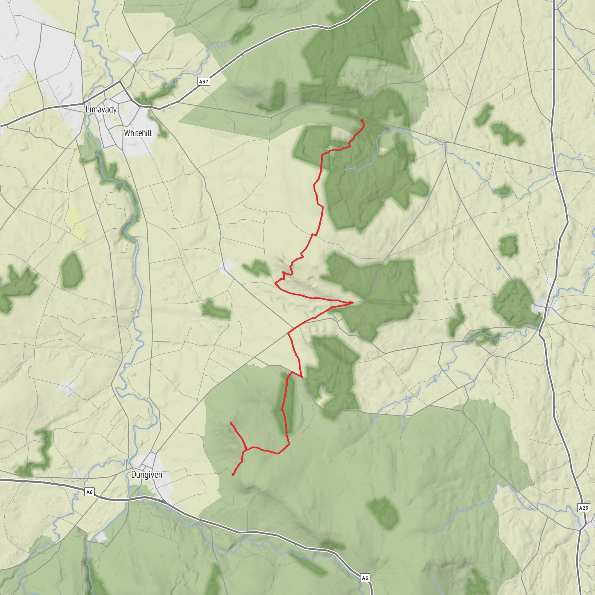 Benbradagh and Donald's Hill via North Sperrins Way mobile static map