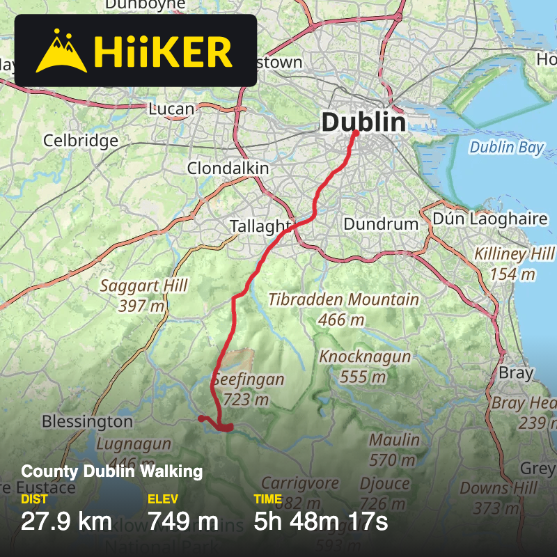 A map preview of the recording County Dublin Walking.