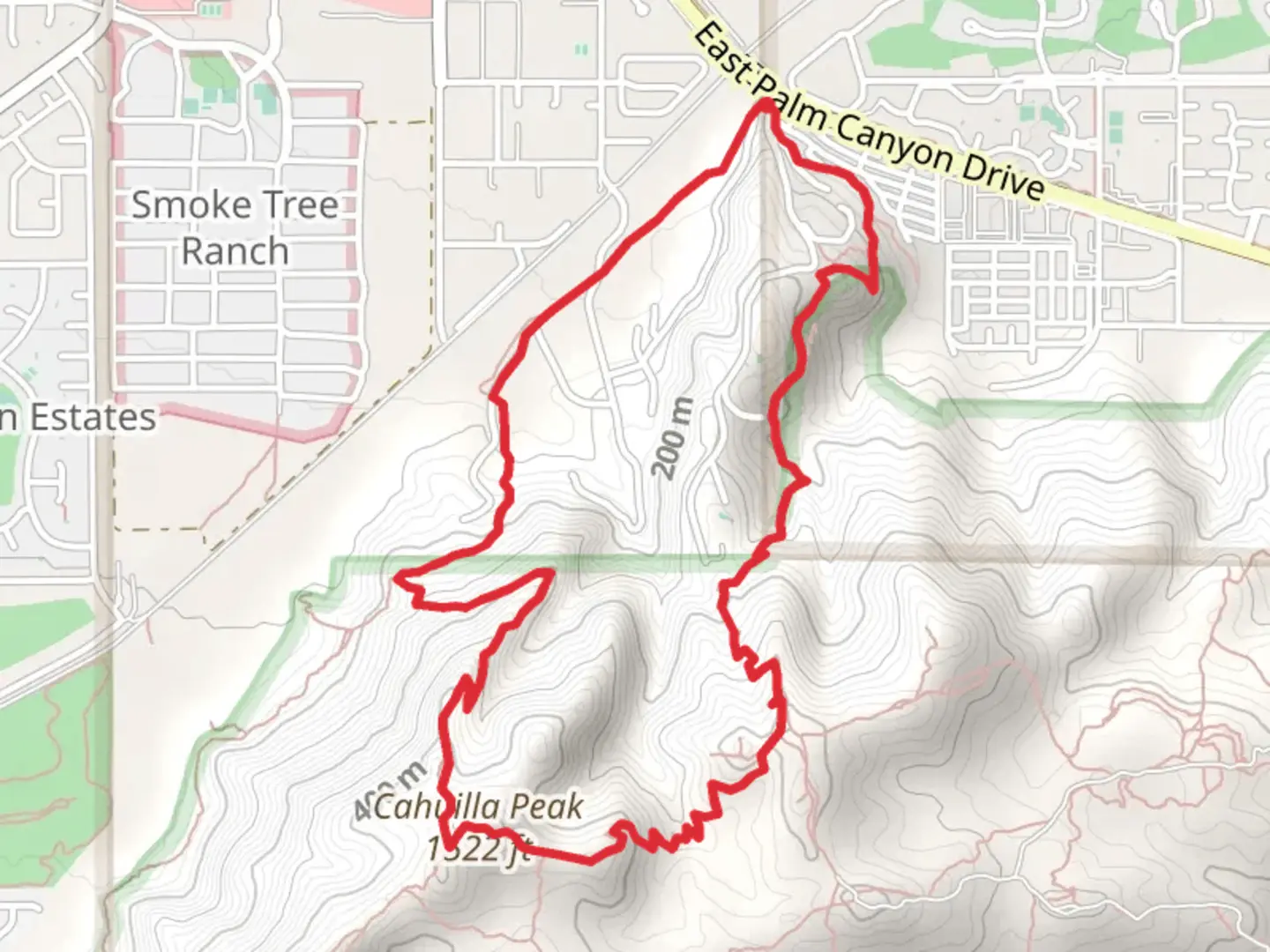An image depicting the trail Araby, Cahuilla Peak and Shannon Loop Trail and its surrounding area.
