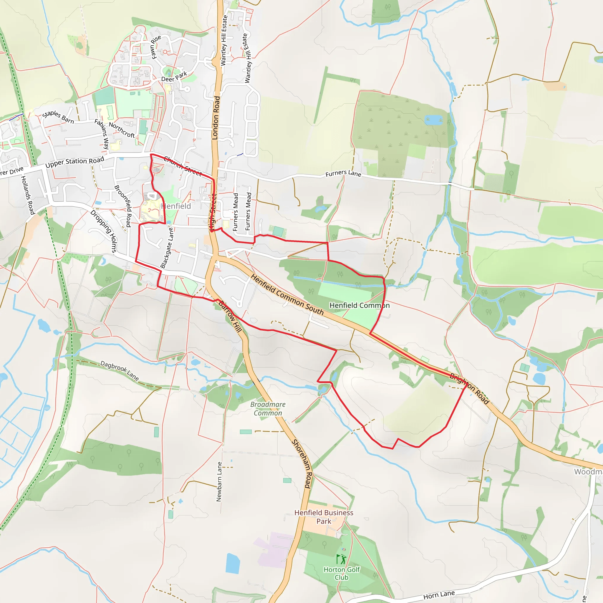 Henfield Common Loop mobile static map