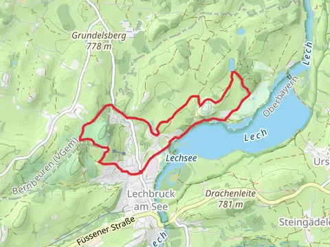 Lechsee and Aussichtsfloß Loop via Lechwiesenstrasse