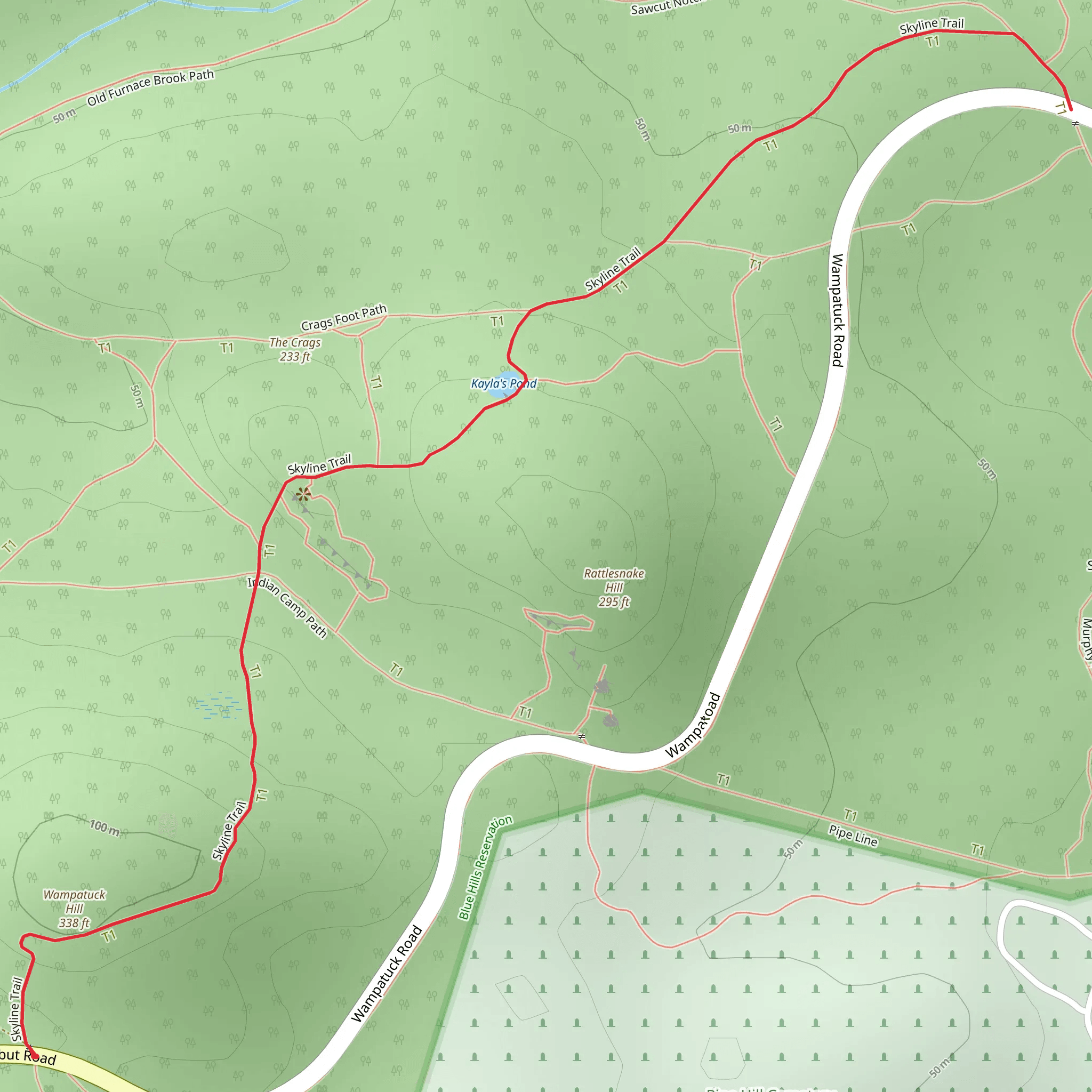 Wampatuck Hill via Skyline Trail mobile static map