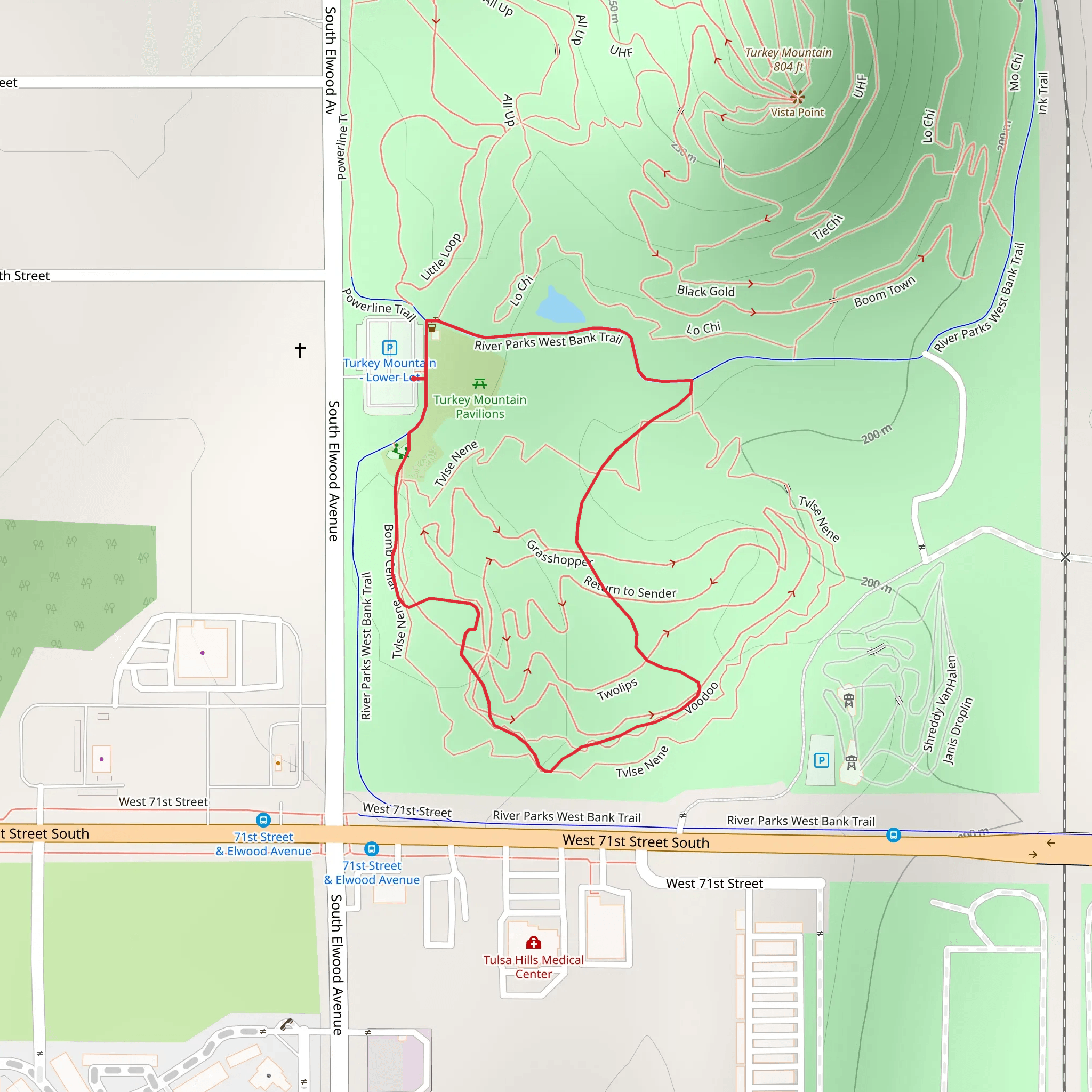 Red Loop Trail - South Elwood Avenue mobile static map