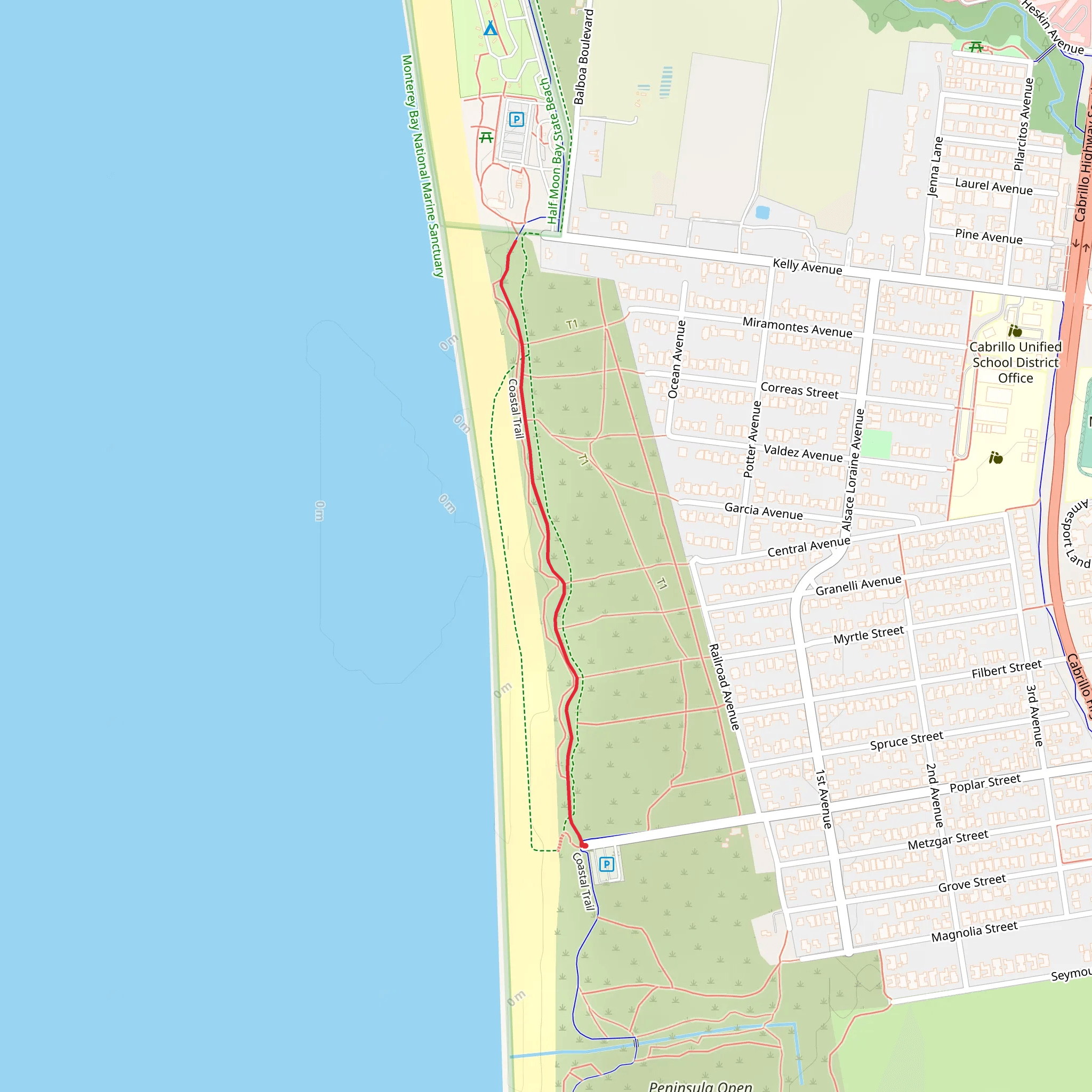 Coastal Trail from Poplar Street mobile static map