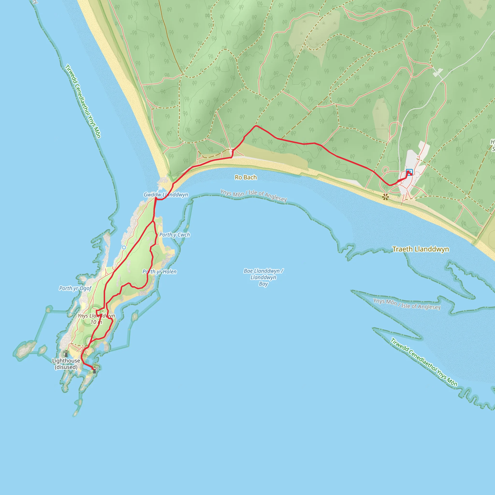 Llanddwyn Island Walk mobile static map