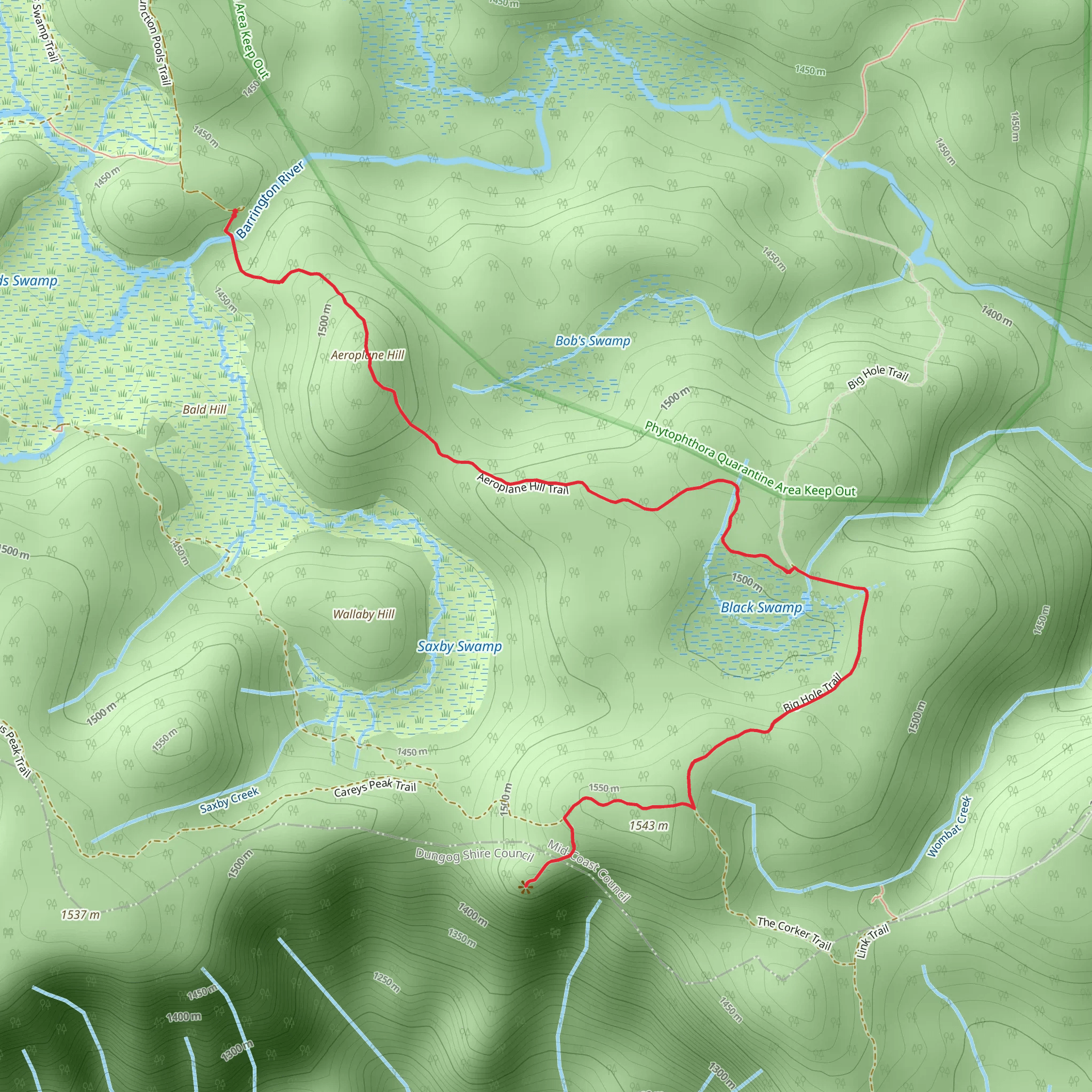 Aeroplane Hill Track mobile static map