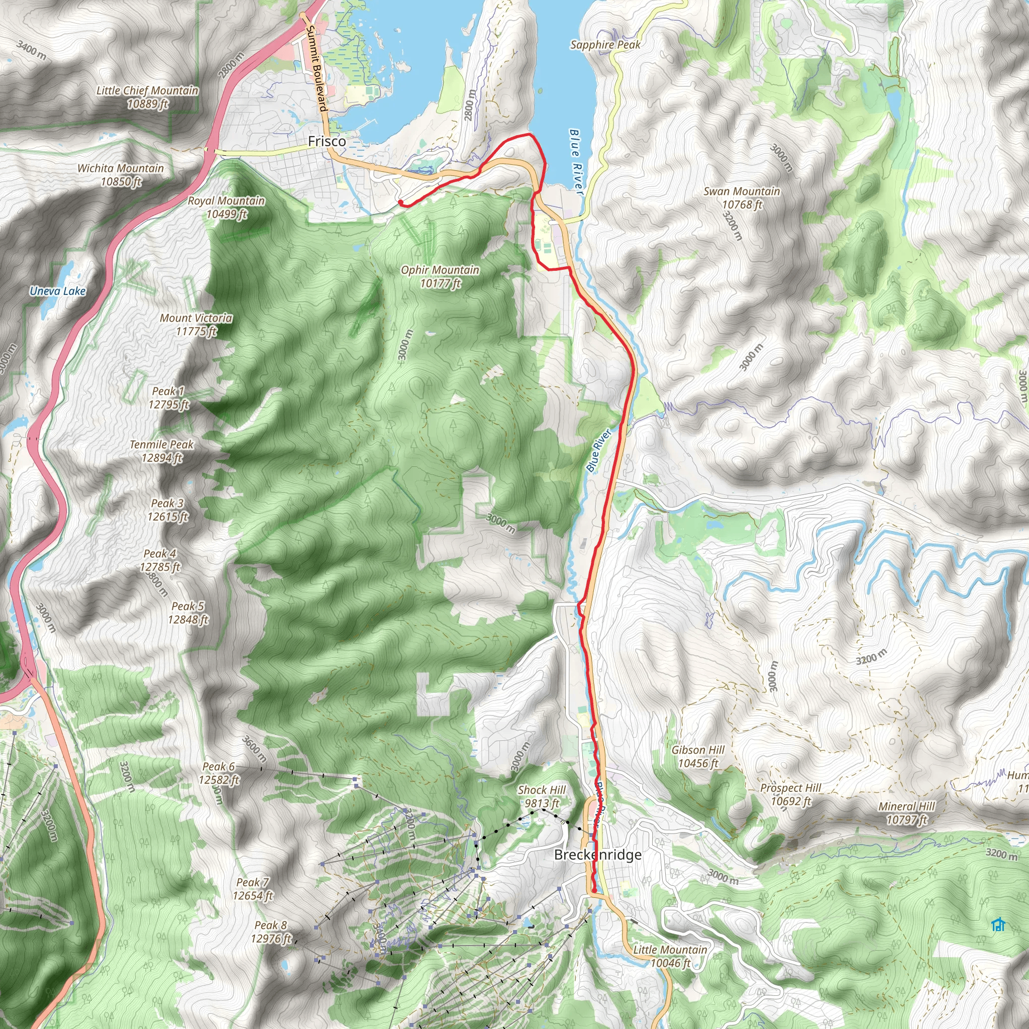 Summit County Recreational Pathway Point to Point mobile static map