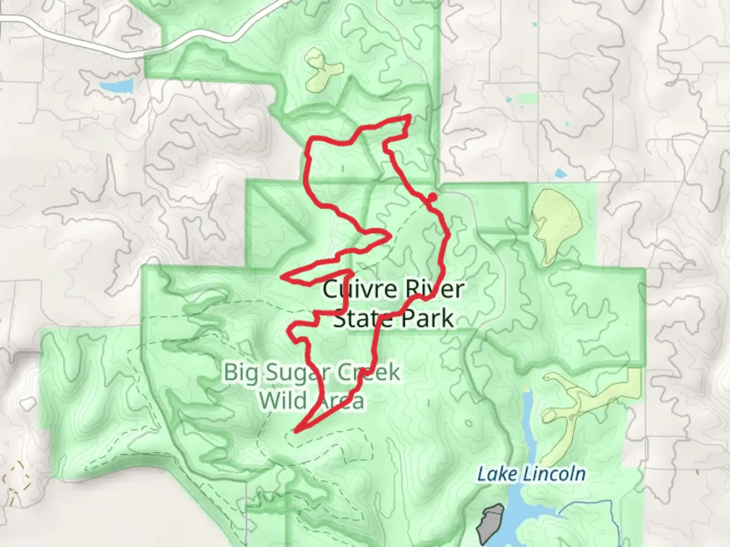An image depicting the trail Cuivre River Trail - North and Big Sugar Creek Loop Trail and its surrounding area.
