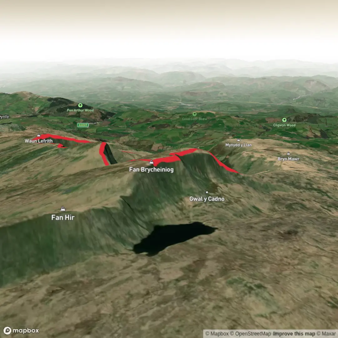 An image depicting the trail Carmarthen Fan (17) and its surrounding area.