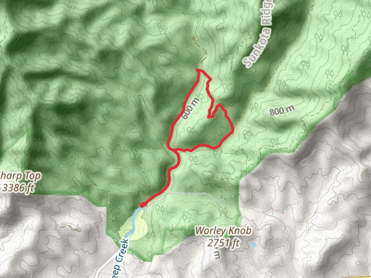 An image depicting the trail Deep Creek and Indian Creek Loop Trail and its surrounding area.