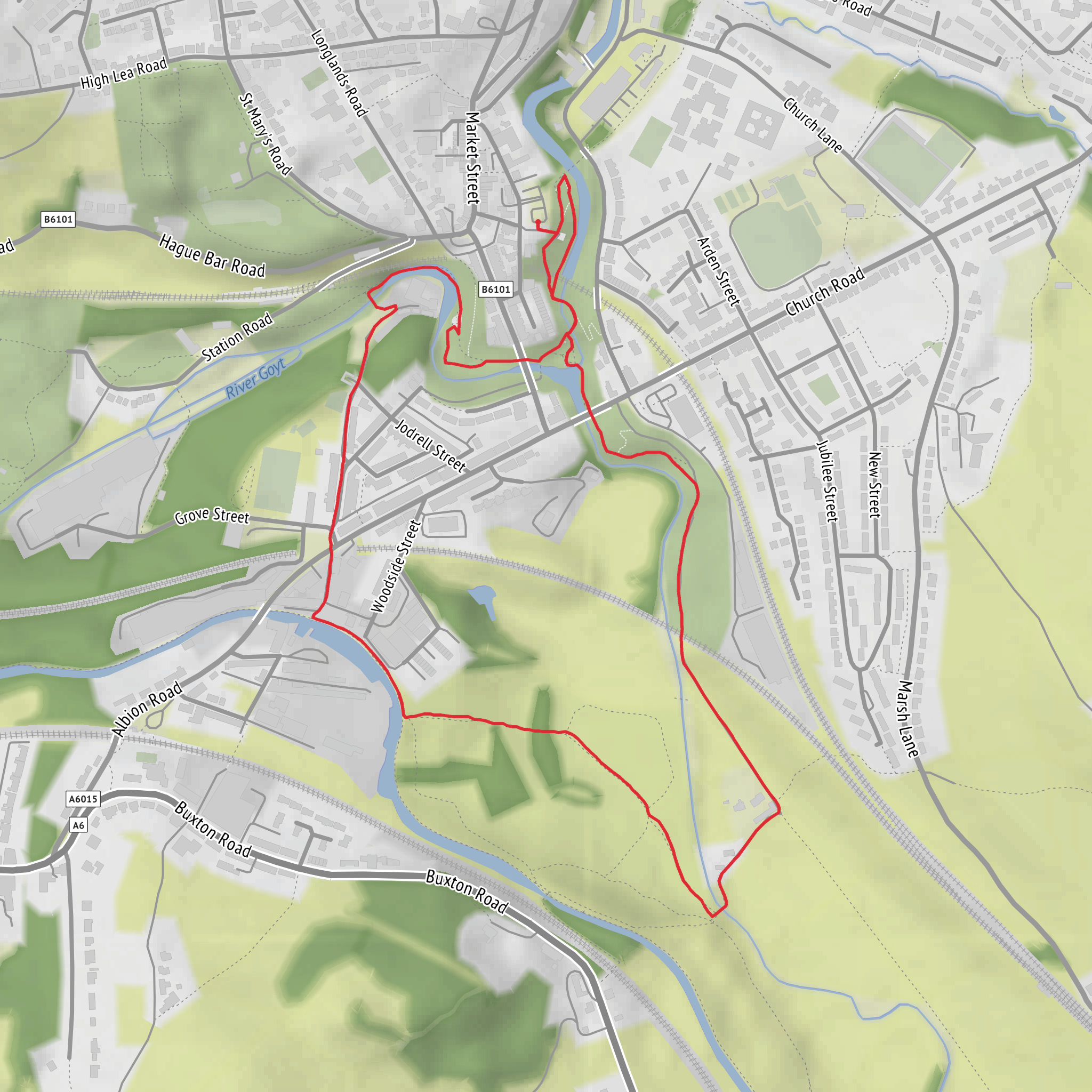 New Mills Short Hike via Torrs Riverside Park mobile static map