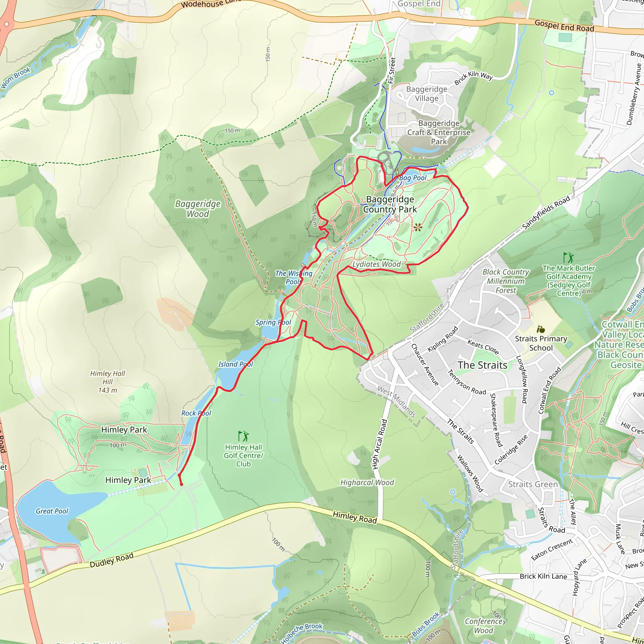 Lydiates Wood and Bag Pool Loop mobile static map