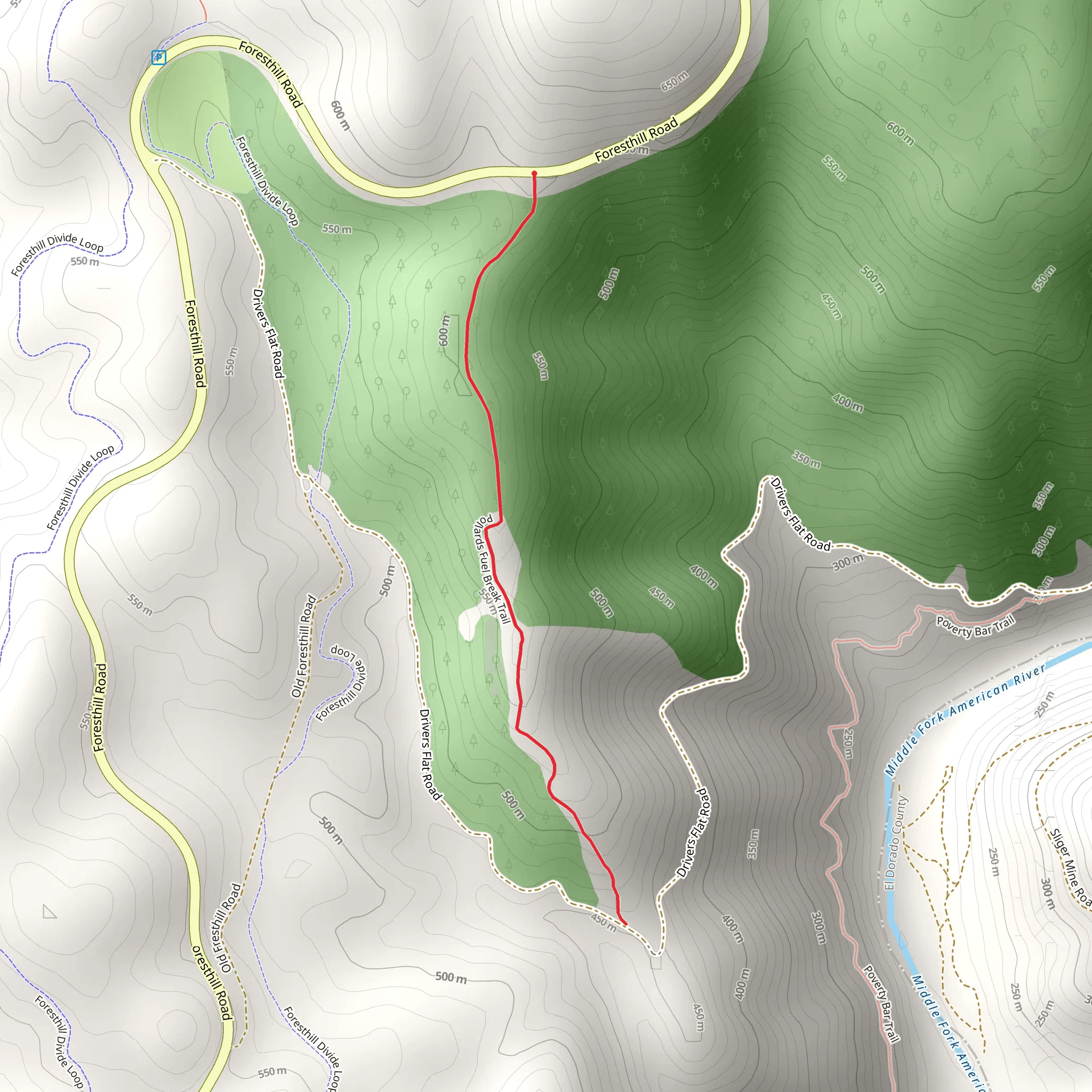 Pollards Fuel Break Trail mobile static map