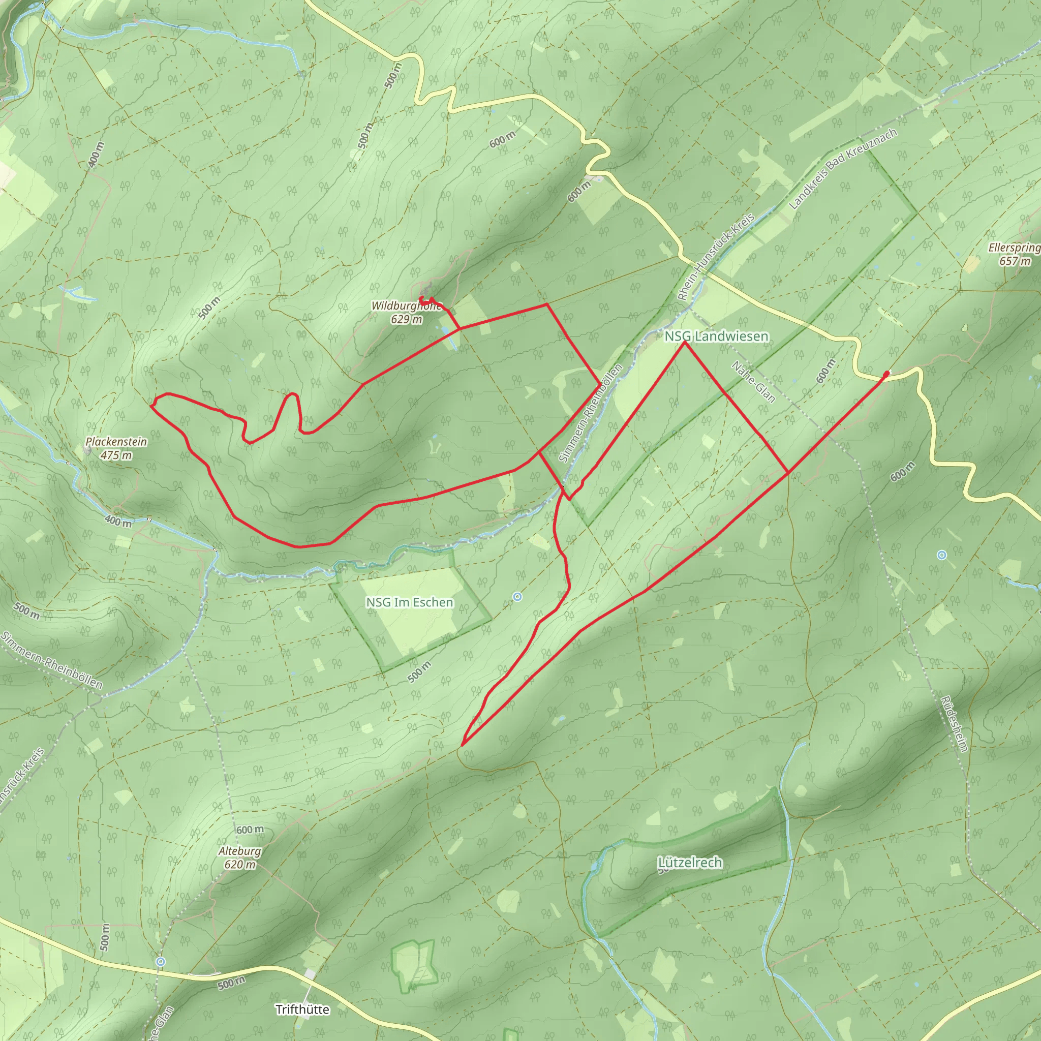 Ruine Wildburg Loop via NSG Landwiesen mobile static map