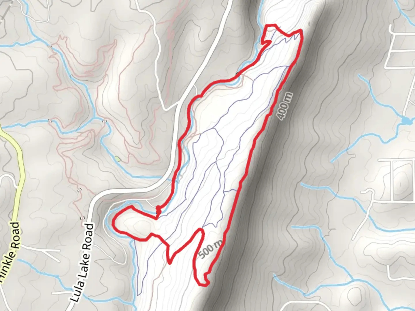 An image depicting the trail South Creek, Bluff Trail and Ovenbird Trail Loop and its surrounding area.