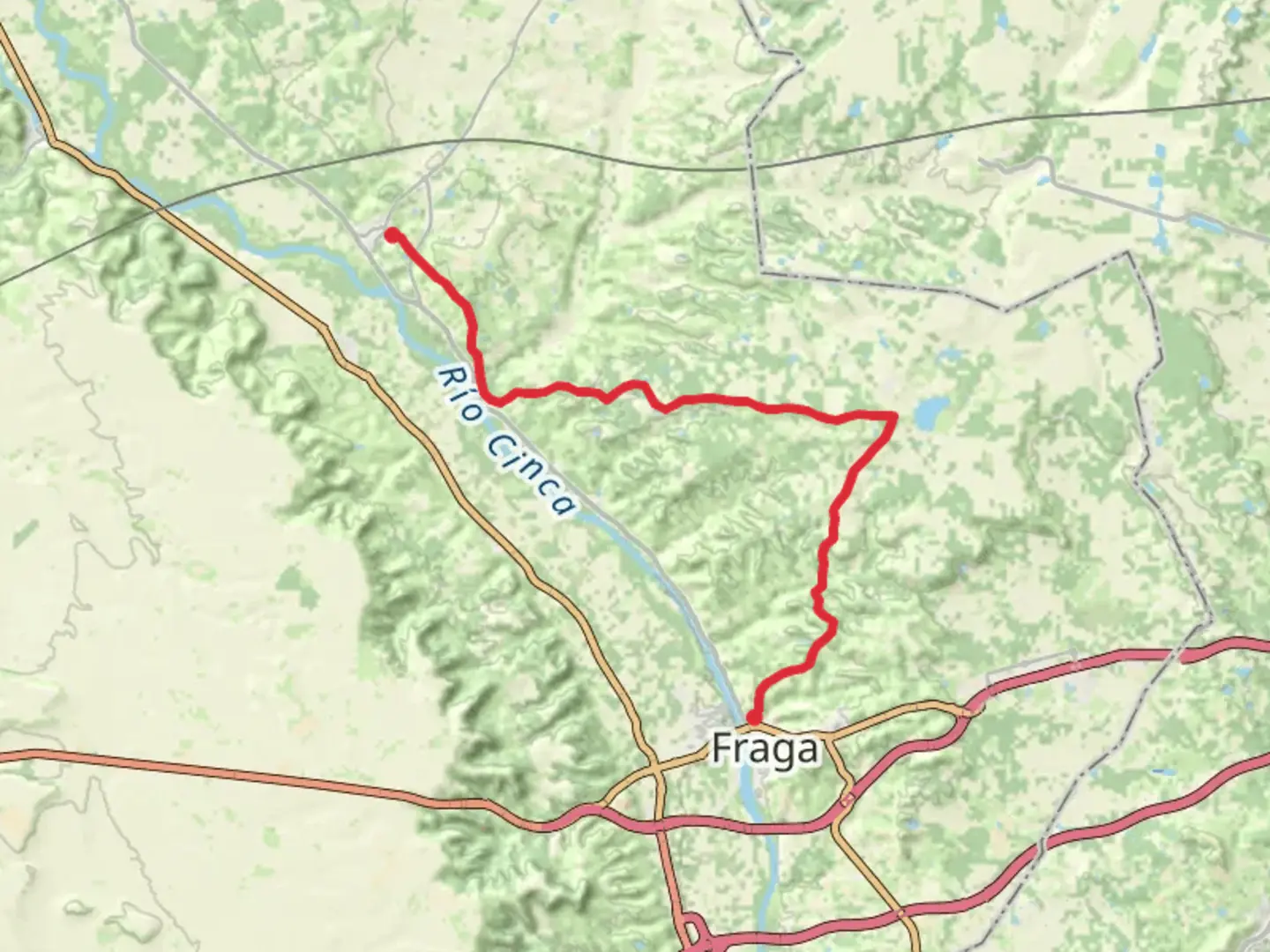 An image depicting the trail Fraga - Zaidin PR HU 223 and its surrounding area.