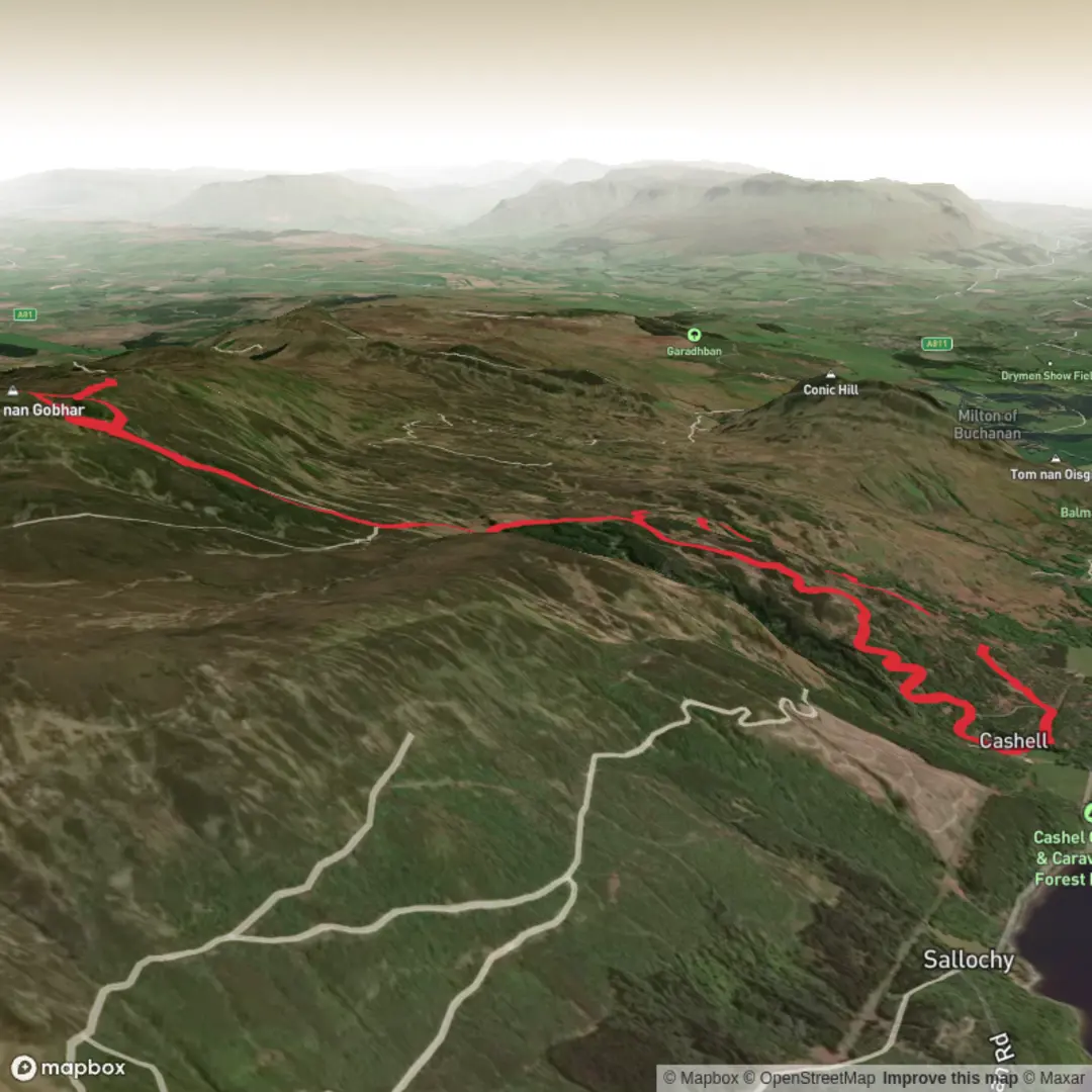 An image depicting the trail Beinn Bhreac and its surrounding area.