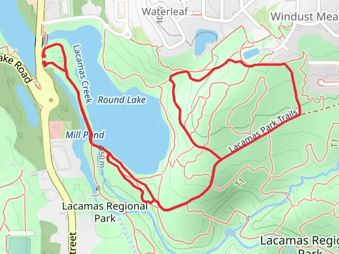 An image depicting the trail Round Lake via Lake to Lake Eastside Trail and its surrounding area.