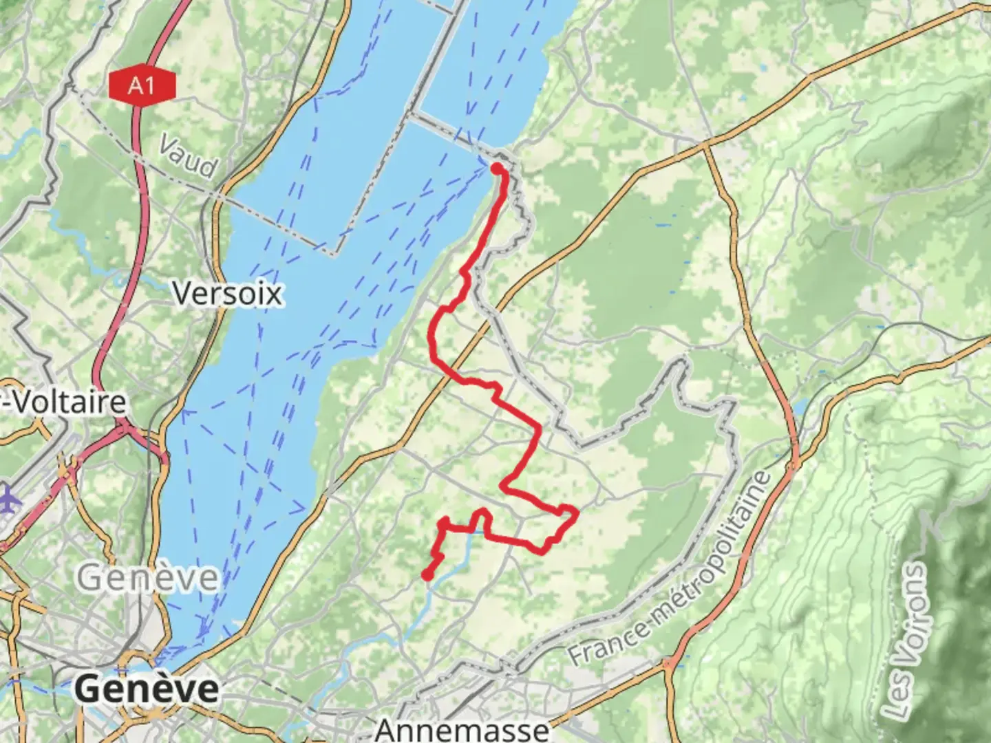 An image depicting the trail Entre Arve et Lac and its surrounding area.