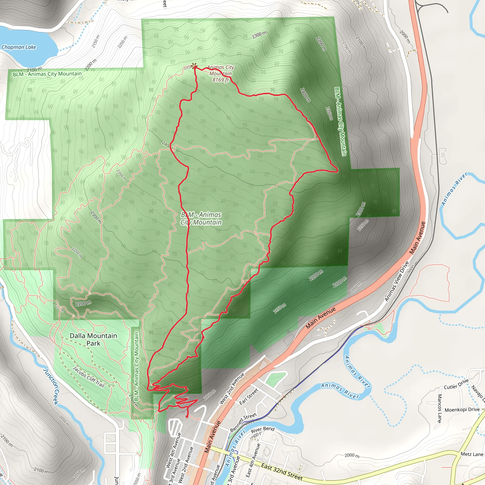 Animas Mountain Loop Trail mobile static map