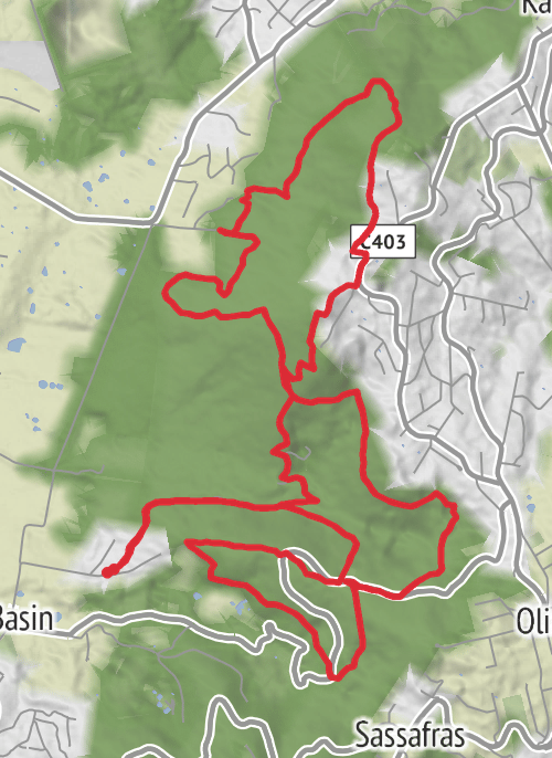 Hike from The Basin mobile static map