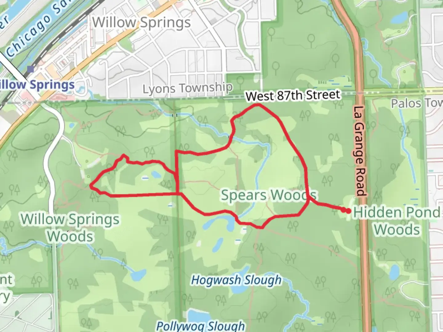 An image depicting the trail Palos Unpaved Loop Trail - Yellow and Orange and its surrounding area.
