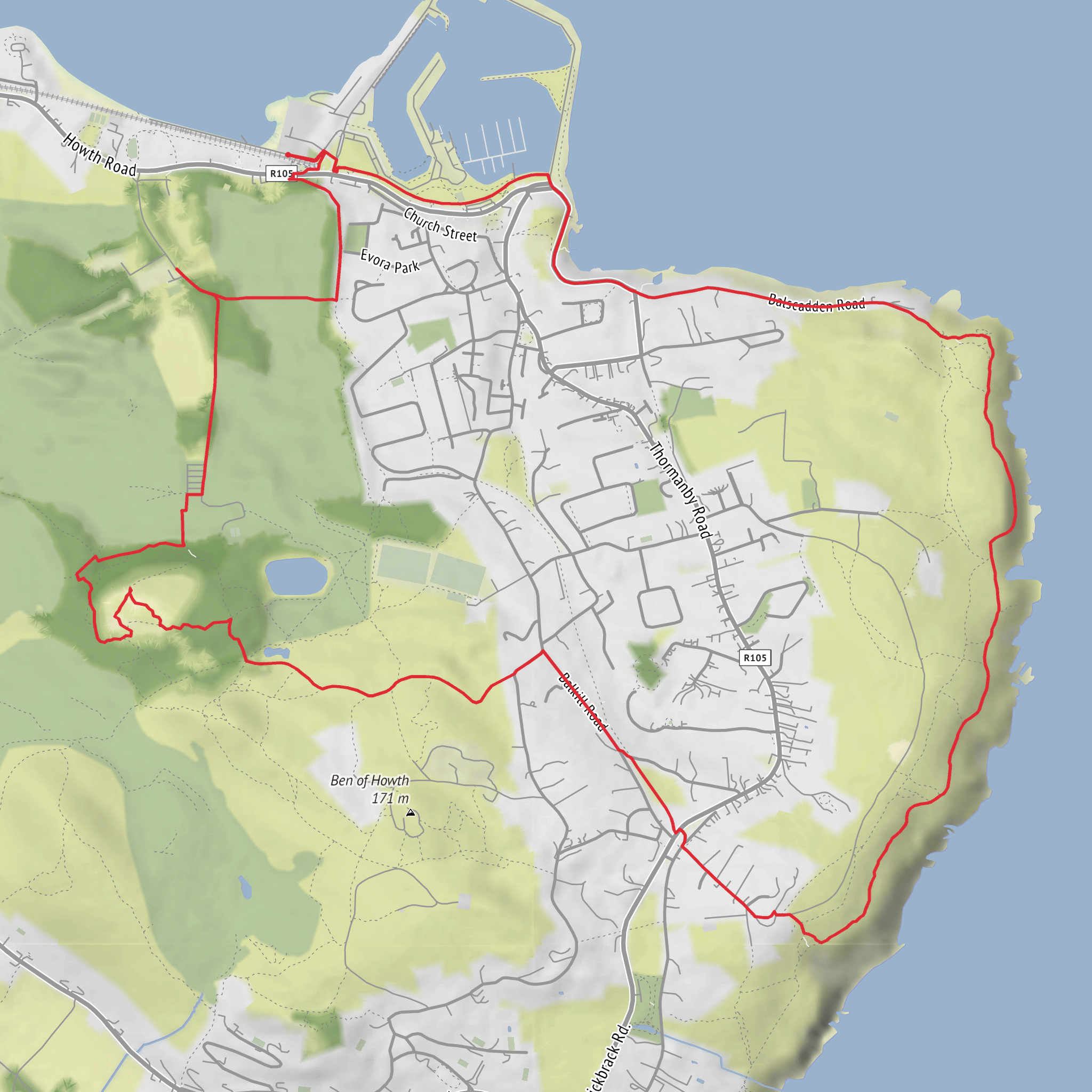 Howth Cliffs, Muck Rock and Castle Hike mobile static map