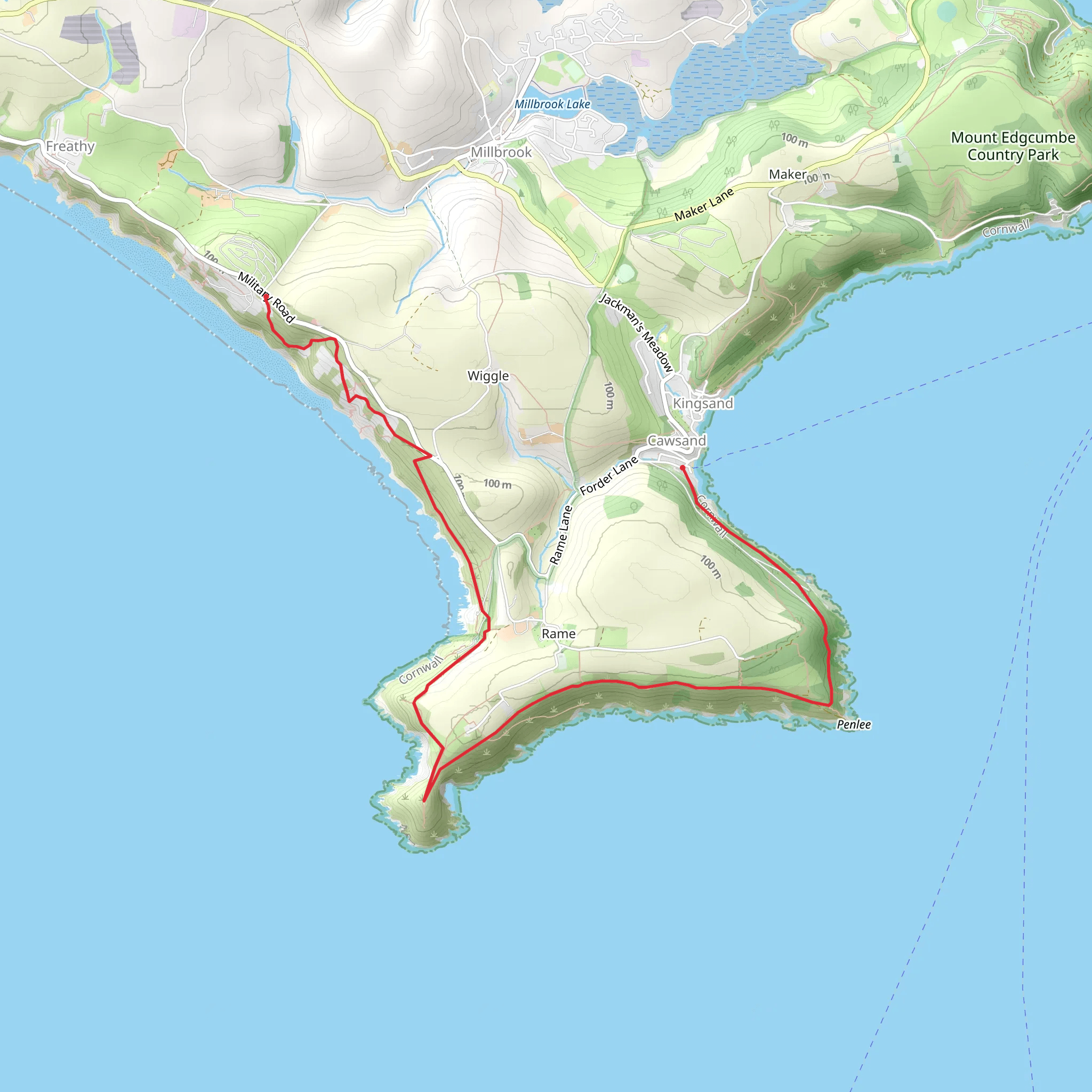 Cawsand to Whitsand Bay Walk mobile static map