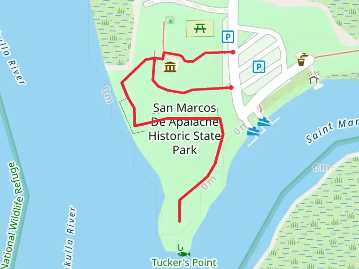 An image depicting the trail San Marcos De Apalache Historic State Park Out and Back and its surrounding area.