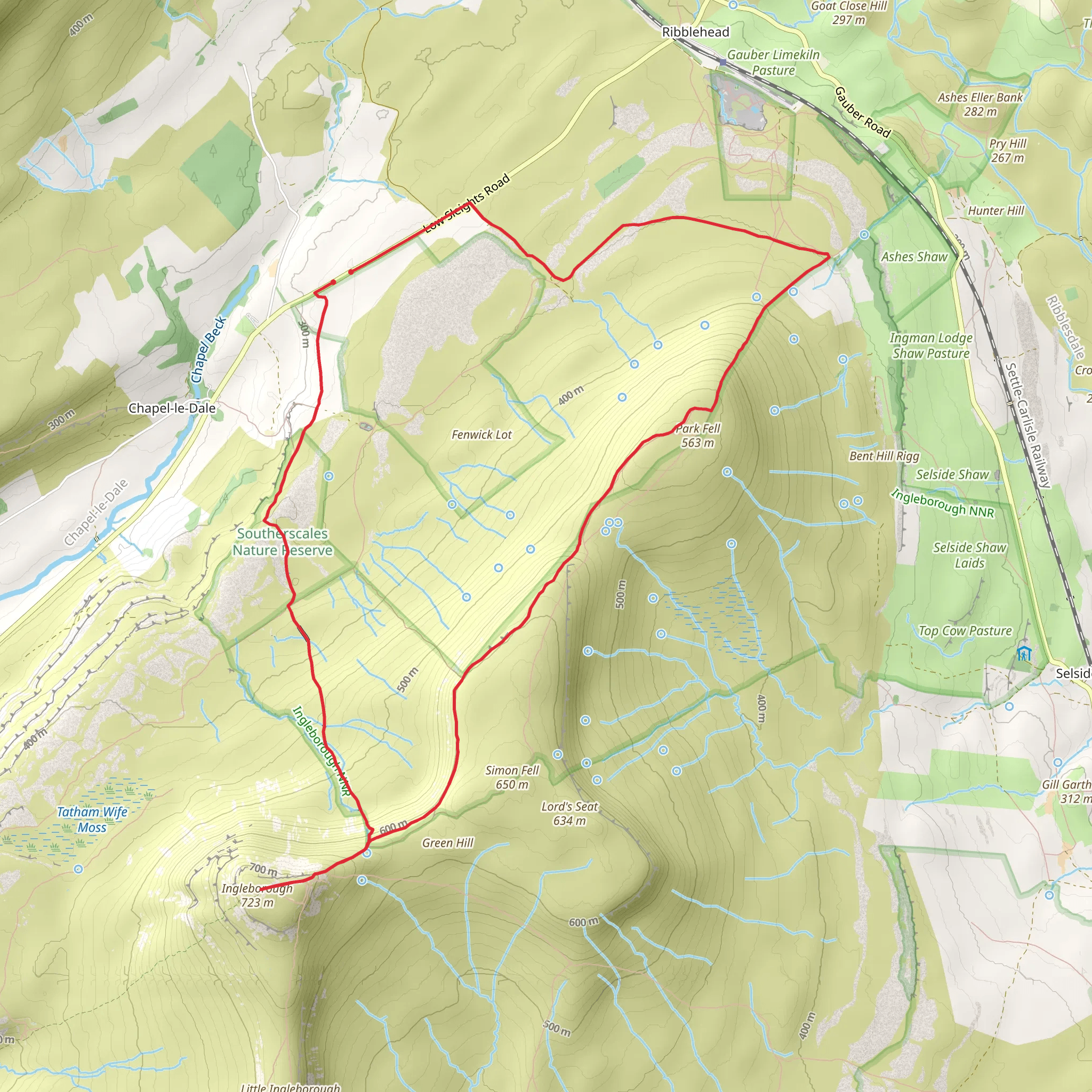 Ingleborough and Park Fell from Chapel-le-Dale mobile static map