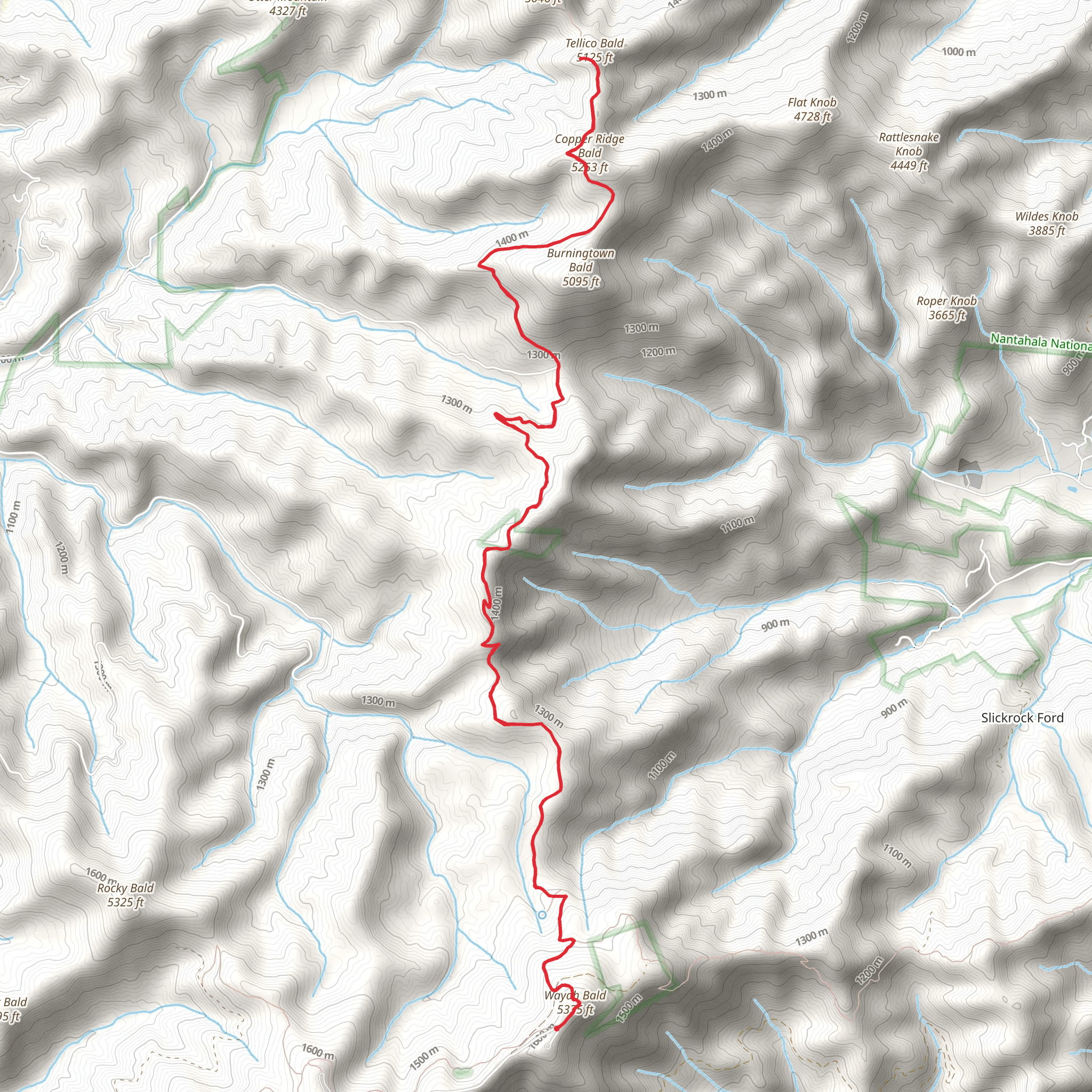 Tellico Bald via Appalachian Trail mobile static map