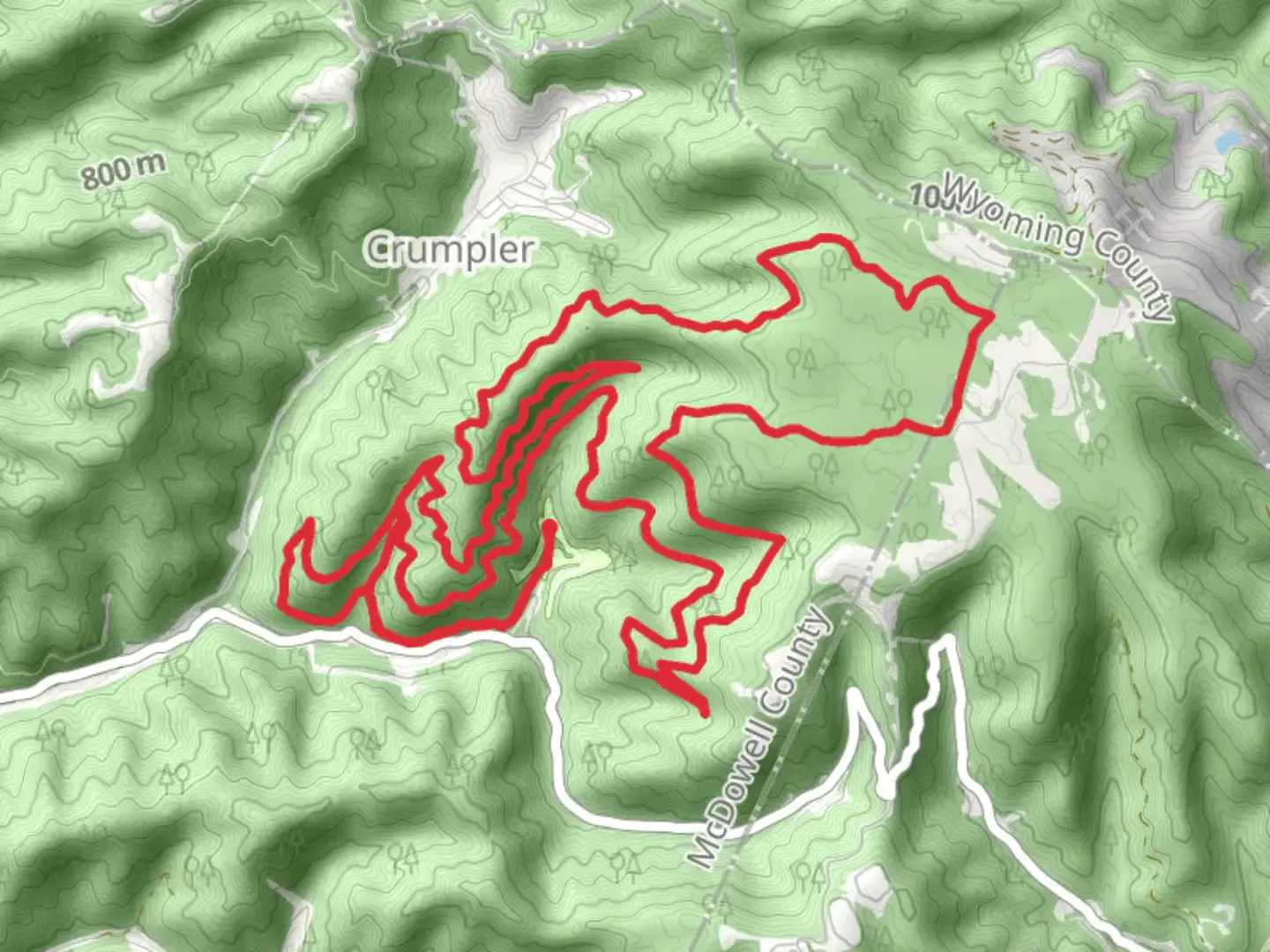 An image depicting the trail Indian Ridge Trail System Loop and its surrounding area.