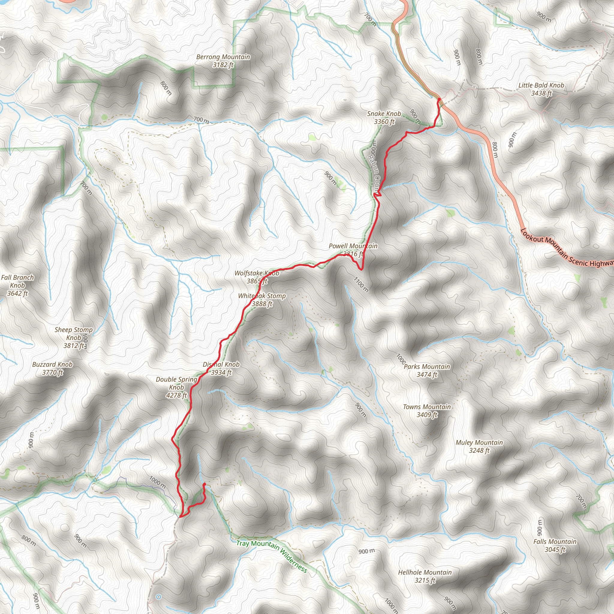 Powell Mountain and Wolfstake Knob via Appalachian Trail mobile static map