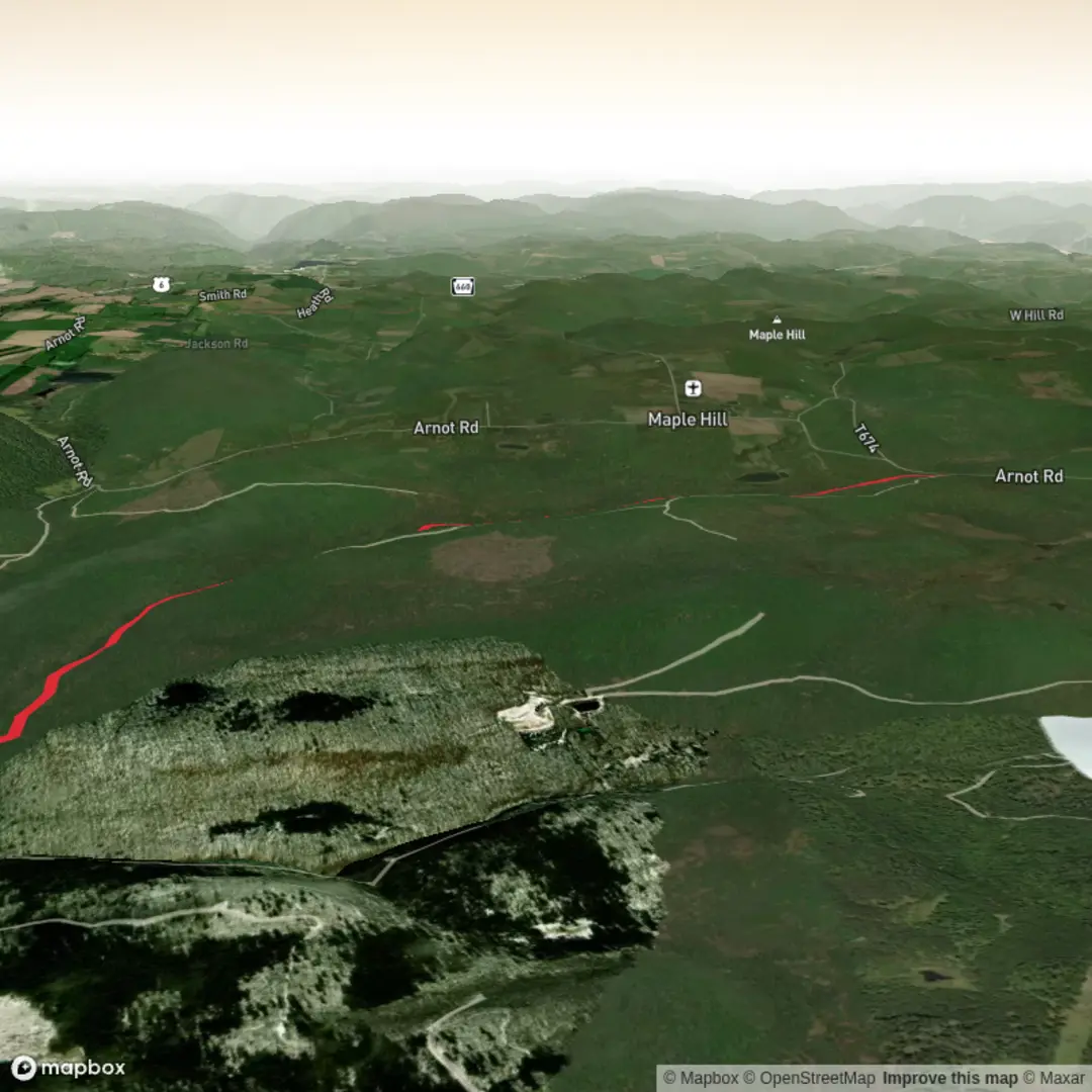 An image depicting the trail Sand Run Falls via Mid State Trail and its surrounding area.