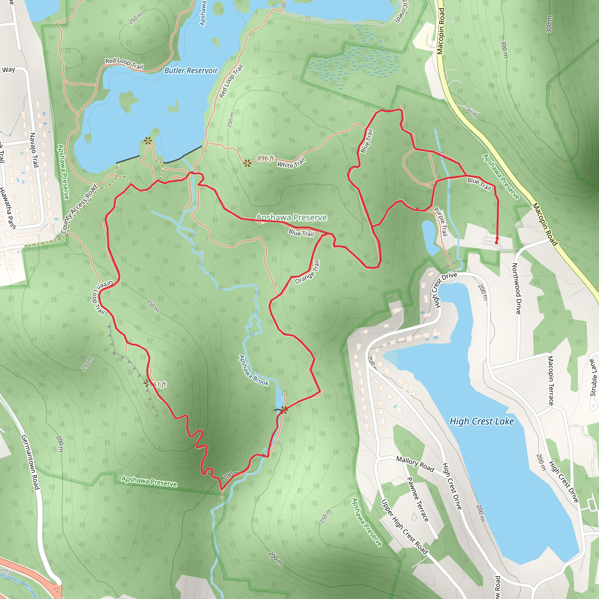 Blue and Green Loop Trail - High Crest Lake mobile static map