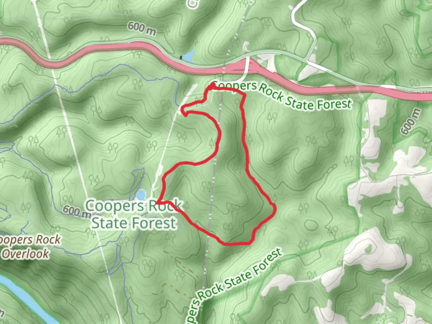 An image depicting the trail Scott Run and Roadside Loop Trail and its surrounding area.