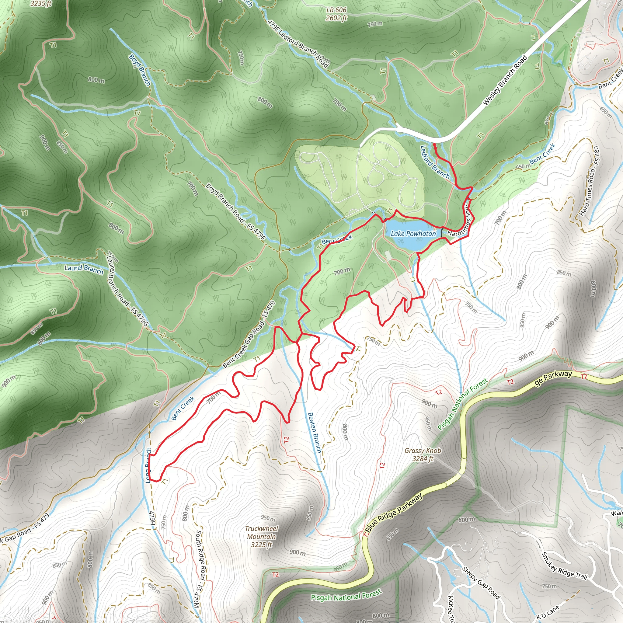 Lake Powhatan - Homestead - Deerfield - Pine Tree Loop Trail mobile static map