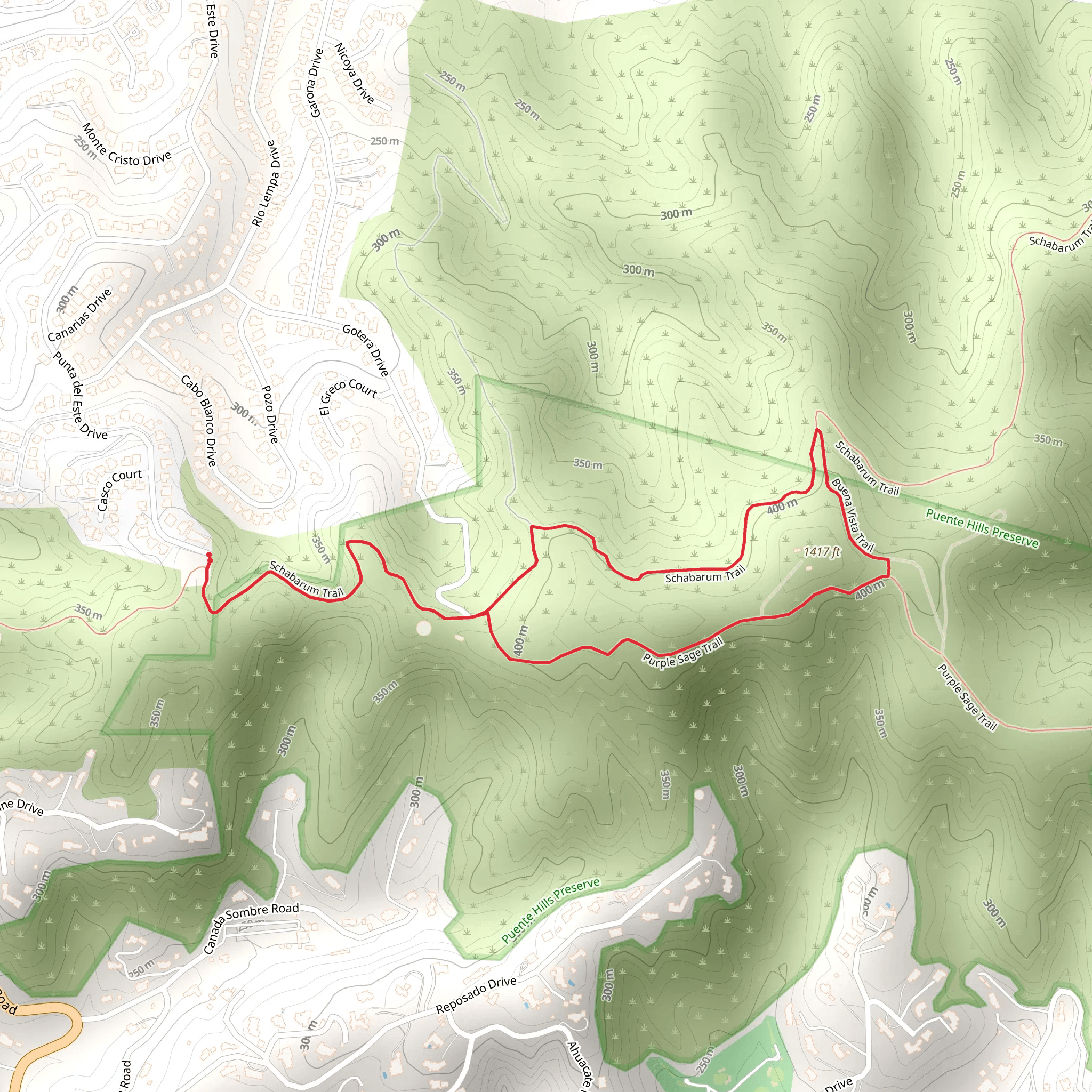 Schabarum Trail and Purple Sage Loop Trail mobile static map