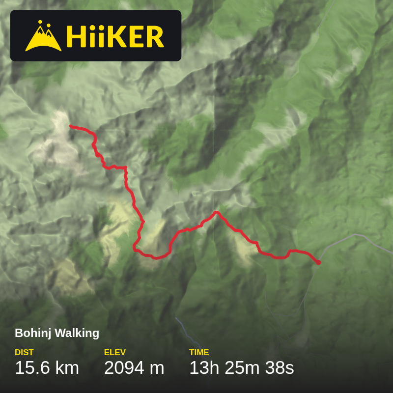 A map preview of the recording Bohinj Walking.
