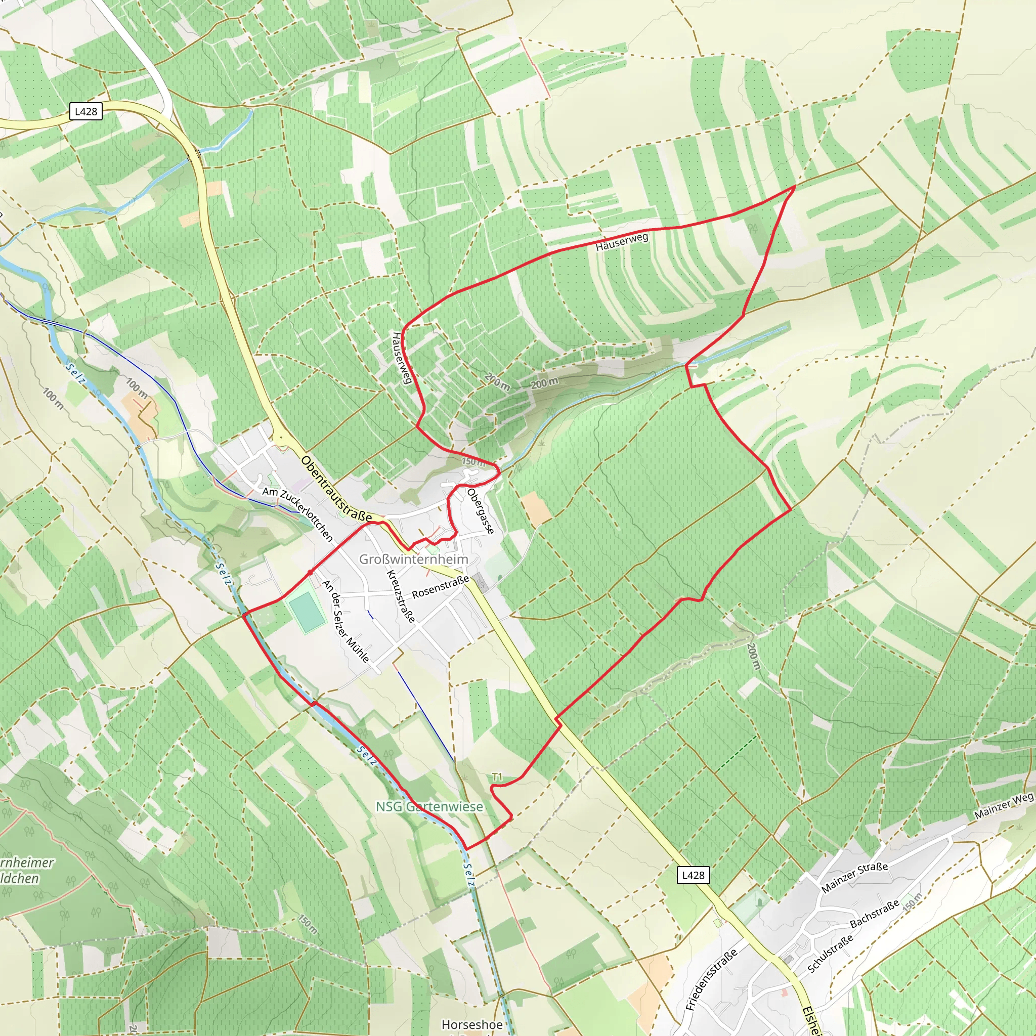 Ingelheim Panoramaweg and Hiwweltour Westerberg mobile static map