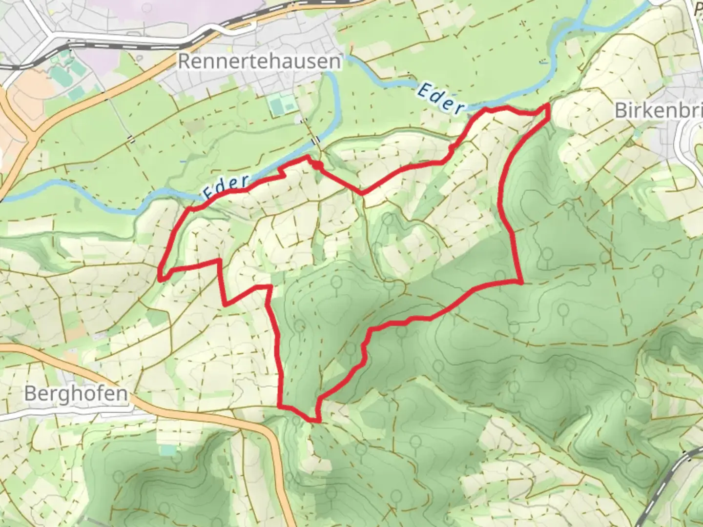 An image depicting the trail Segelsberg Scenic Loop - Berghofen and its surrounding area.