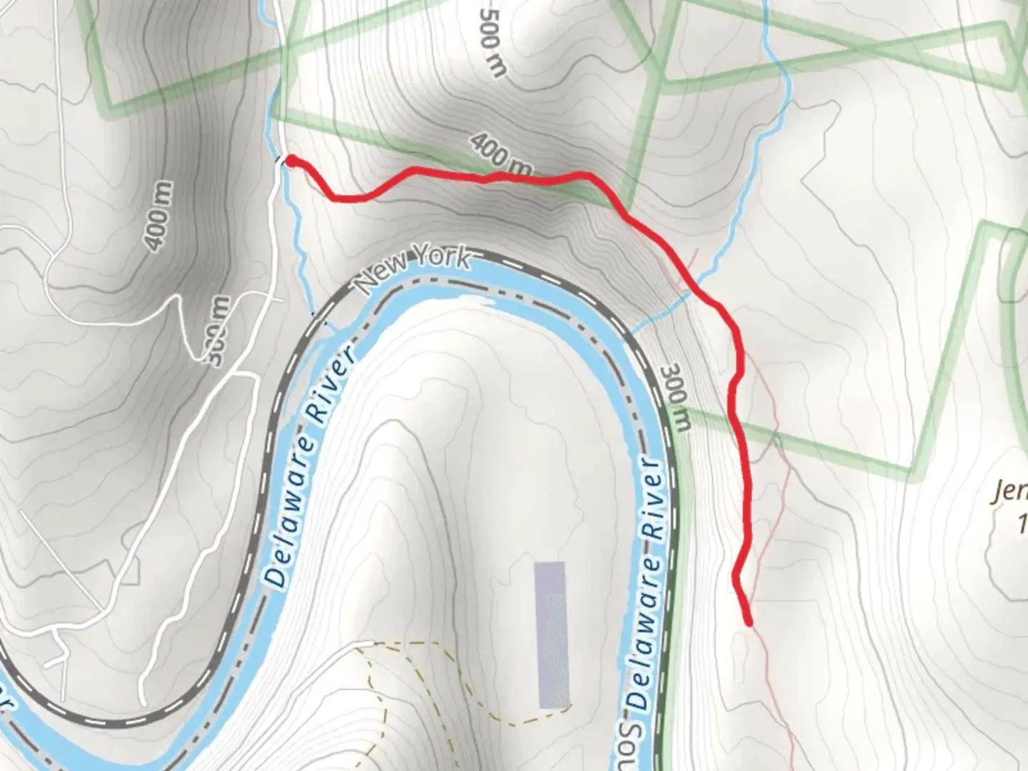 An image depicting the trail Walk along Delaware River from Bouchouxville Creek Road and its surrounding area.