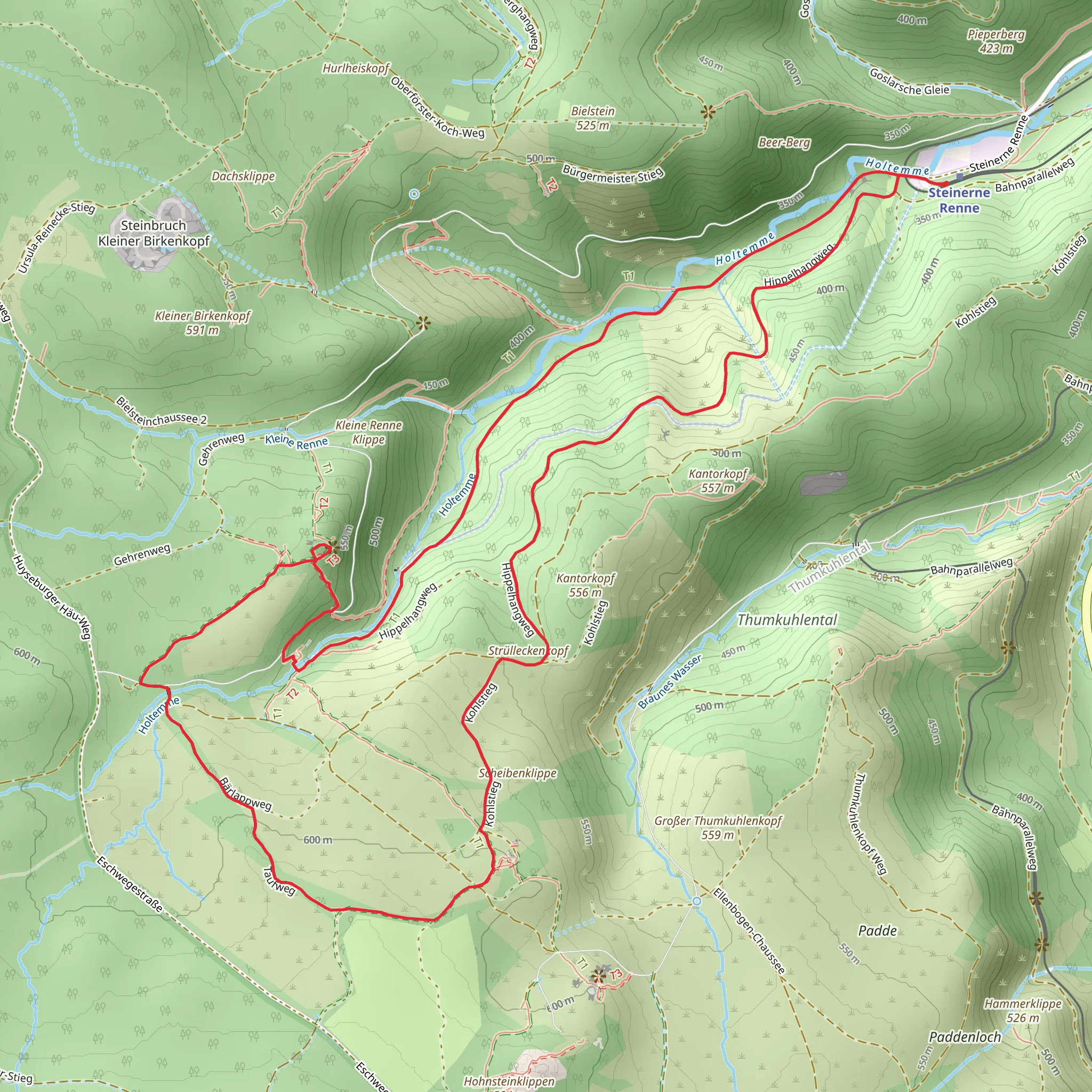 Strilleckenkopf and Klippe via Hippelhangweg mobile static map
