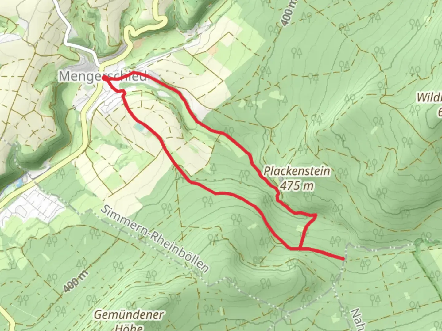 An image depicting the trail Mengerschieder Wald Loop and its surrounding area.