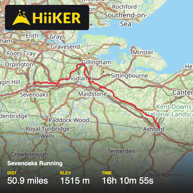 A map preview of the recording Sevenoaks Running.