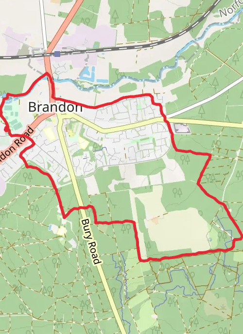 Hike on 6 mile circular Hike from Brandon leisure centre mobile static map