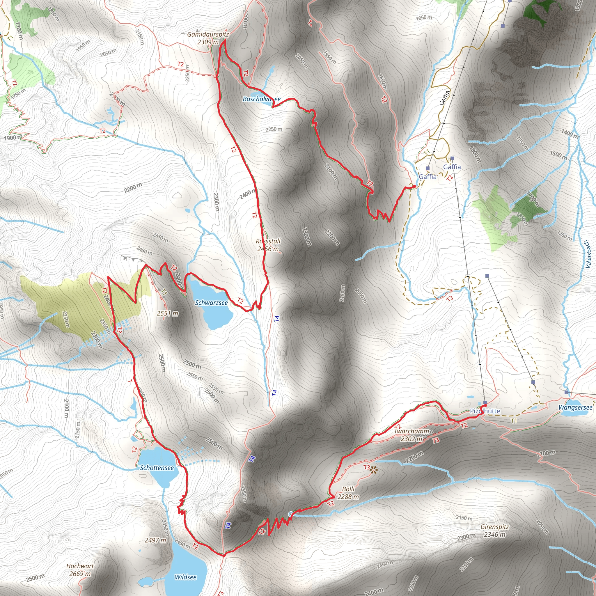 Wanderung Pizol mobile static map